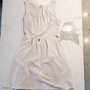Merona White and Gray Striped Dress | Size XS